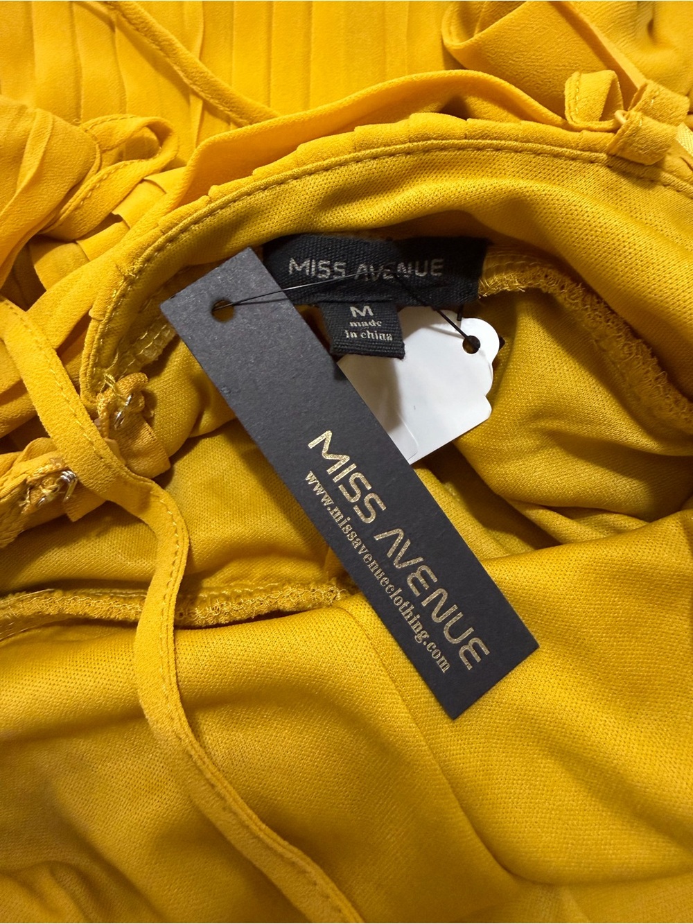 Miss Avenue Mustard Yellow Spaghetti-Strap Wrap Mini Dress - Picture 7 of 10